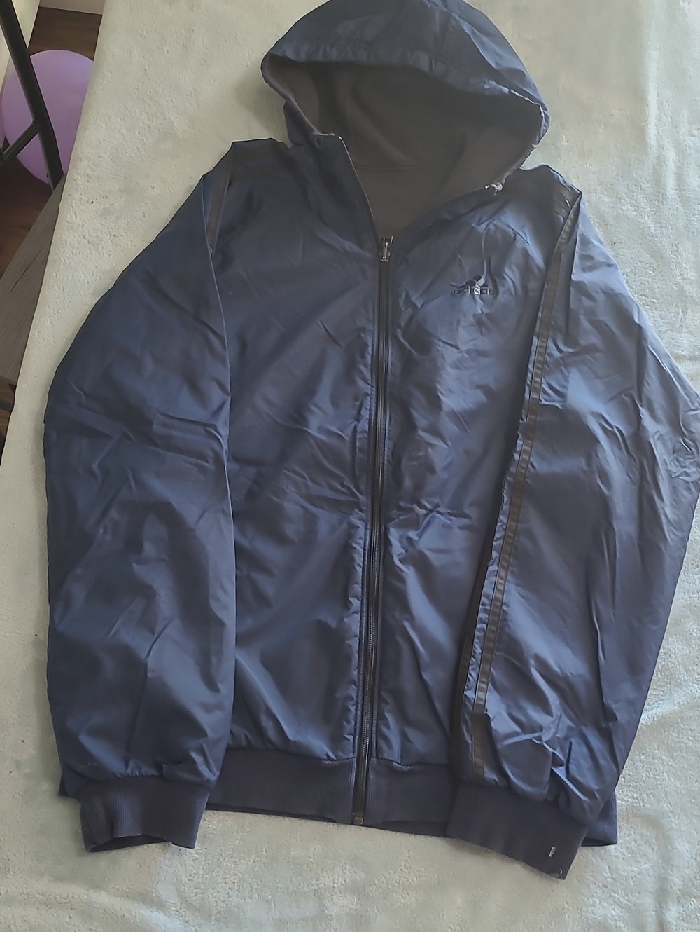Men's Adidas Reversible Hooded Jacket - Lightweight Zip-Up